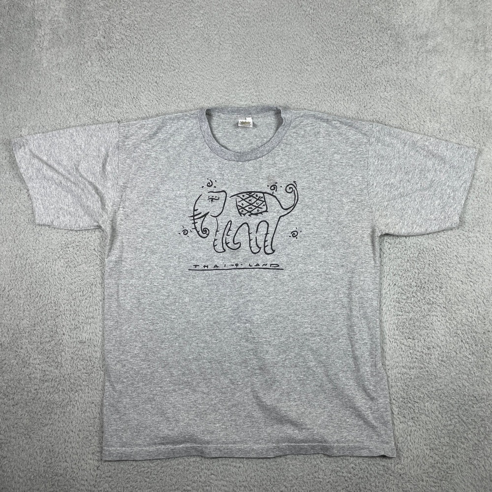 Thailand Elephant T-Shirt Mens XL Gray Cotton Short Sleeve Authentic Thai
